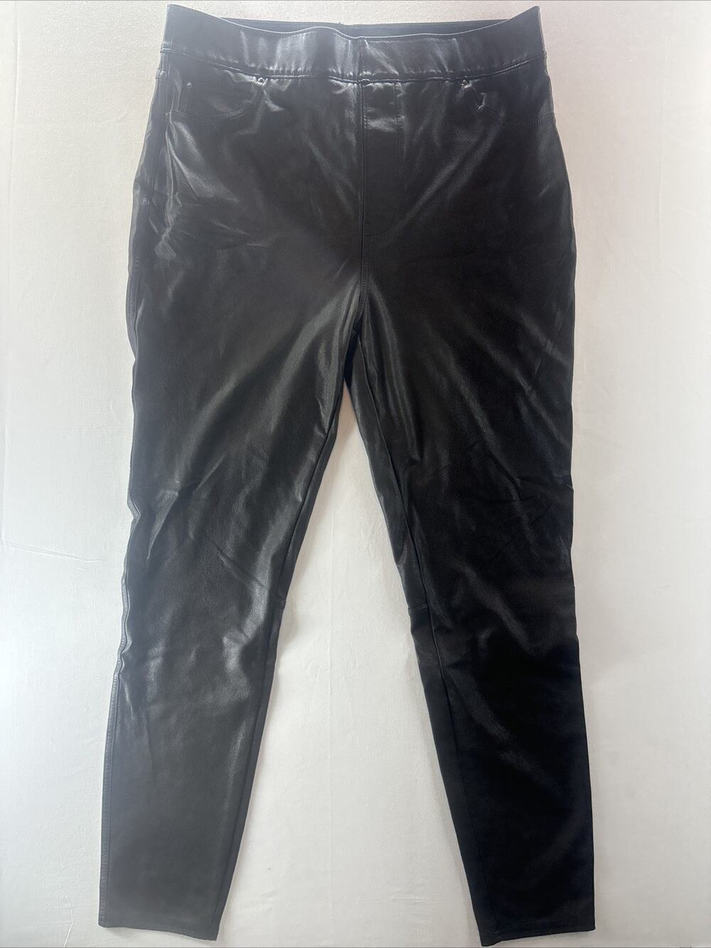 Spanx Leather Like Pull On Pants 20282T Brown Plus Size 1X Tall High Rise CUTE!!